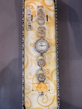 Brighton Silver Crystal Link Bracelet Watch
